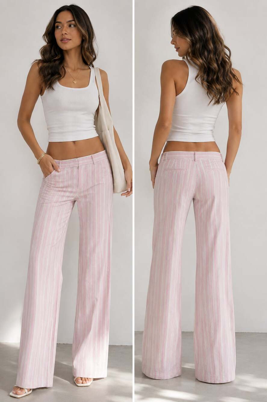 Body by Victoria The Christie Fit Striped Flare Y2K Trousers - Picture 1 of 5